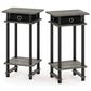 HOMLUX Tall End Table with Bin in French Oak Grey and Black (Set of 2), , large