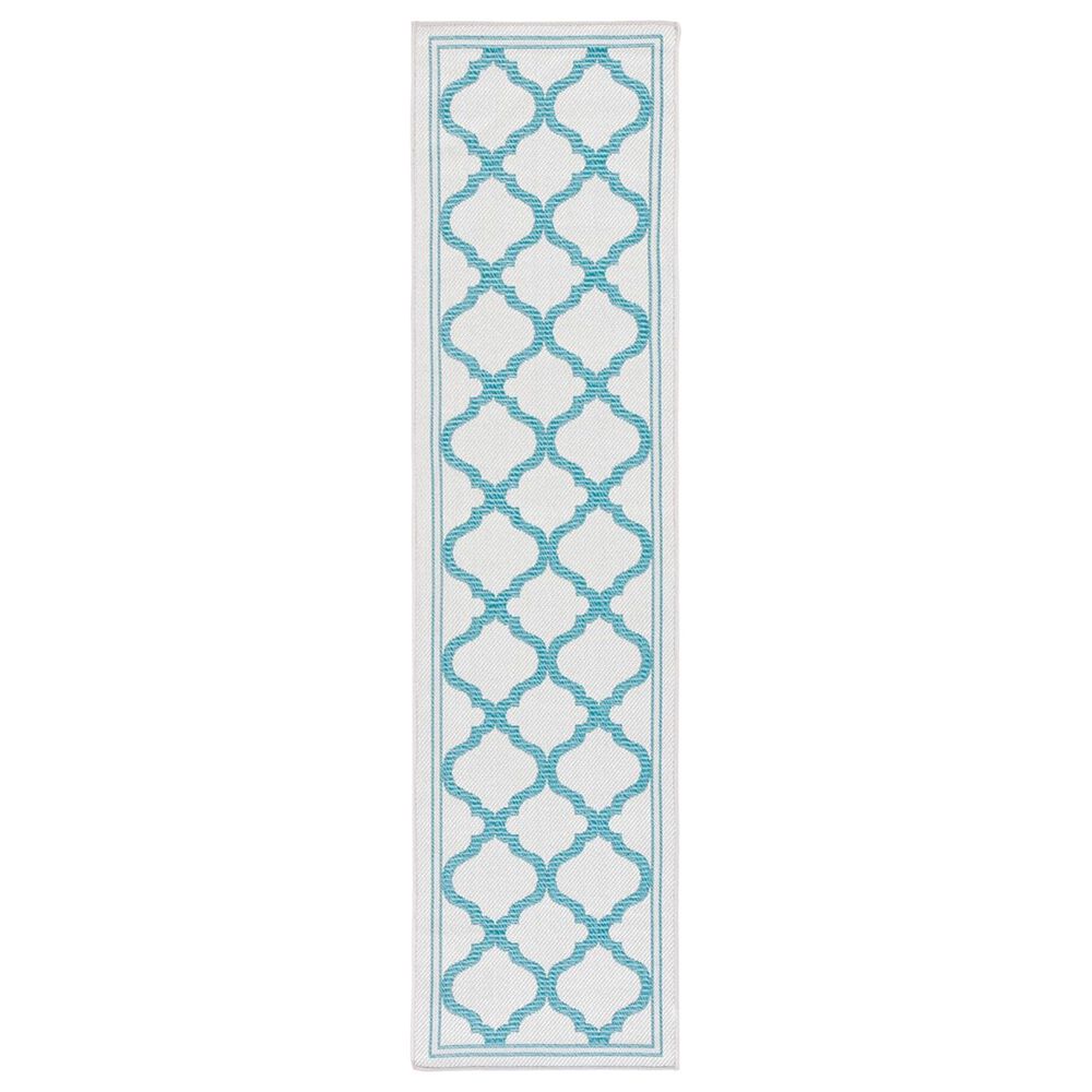 Safavieh Bermuda 2" x 8" Beige and Aqua Indoor/Outdoor Area Performance Rug, , large