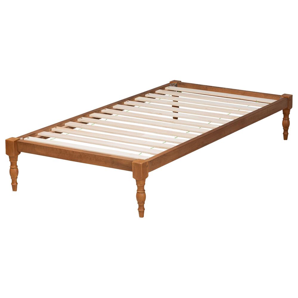 Baxton Studio Iseline Twin Platform Bed Frame in Walnut Brown, , large