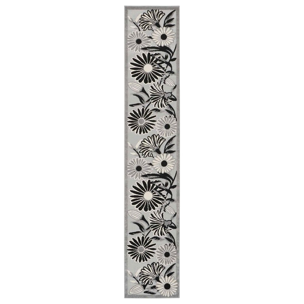 Nourison Aloha 2"3" x 12" Black and White Indoor/Outdoor Runner, , large