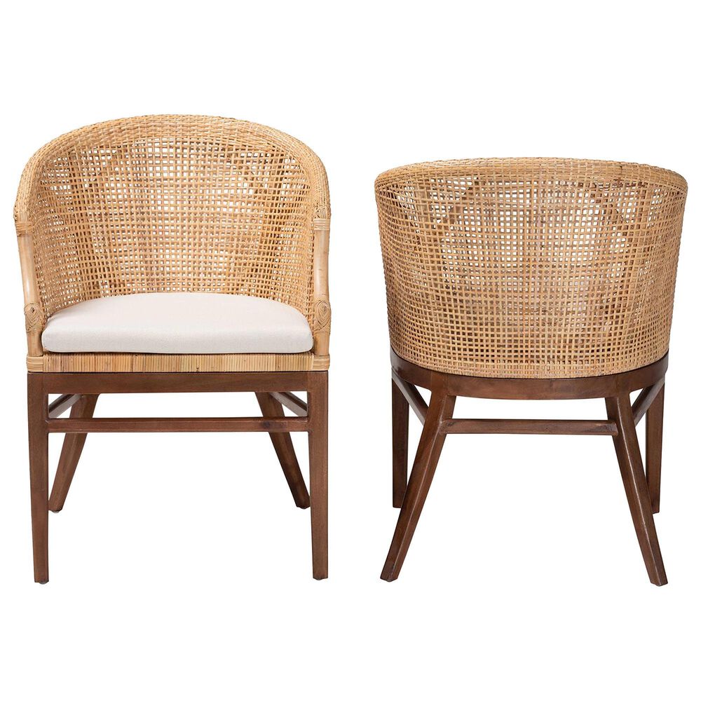Baxton Studio Lumajang Arm Chair in Light Honey and Walnut Brown (Set of 2), , large