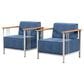 Sunwell Garden Patio Arm Chair with White Frame in Blue (Set of 2), , large
