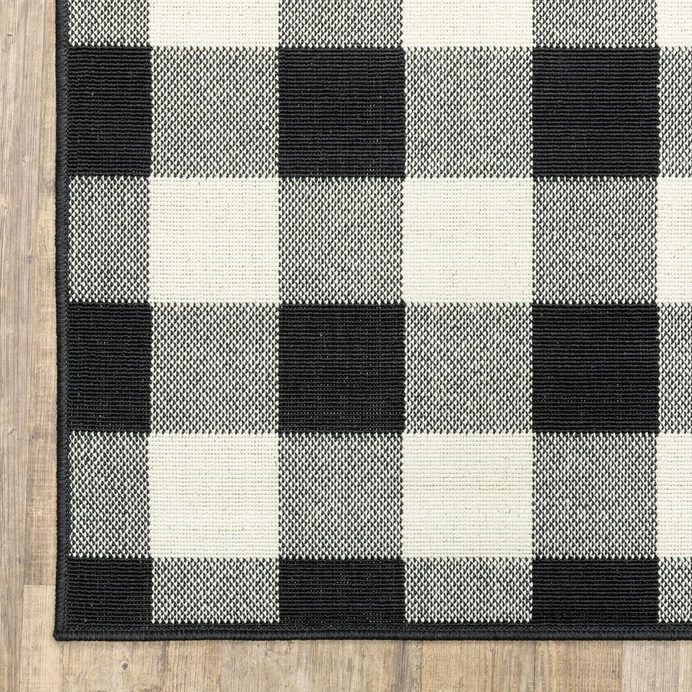 Oriental Weavers Marina Black and Ivory 7&#39;10&quot; x 10&#39;10&quot; Indoor/Outdoor Area Rug, , large