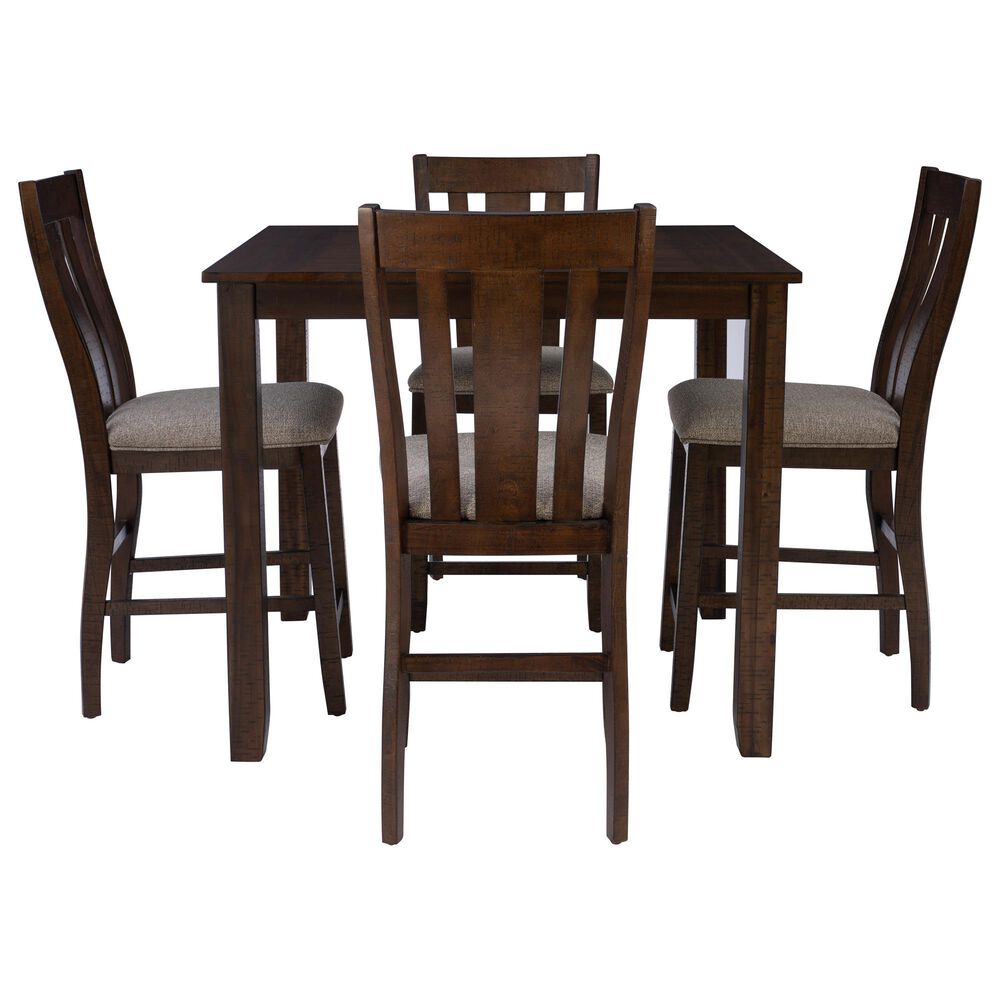 Linon Home Decor Lepine 5-Piece Counter Height Dining Set in Brown, , large
