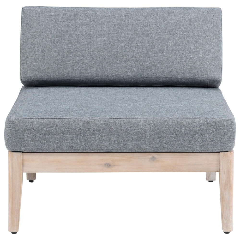 Linon Home Decor Summerlyn Patio Middle Chair with Natural Frame in Grey, , large