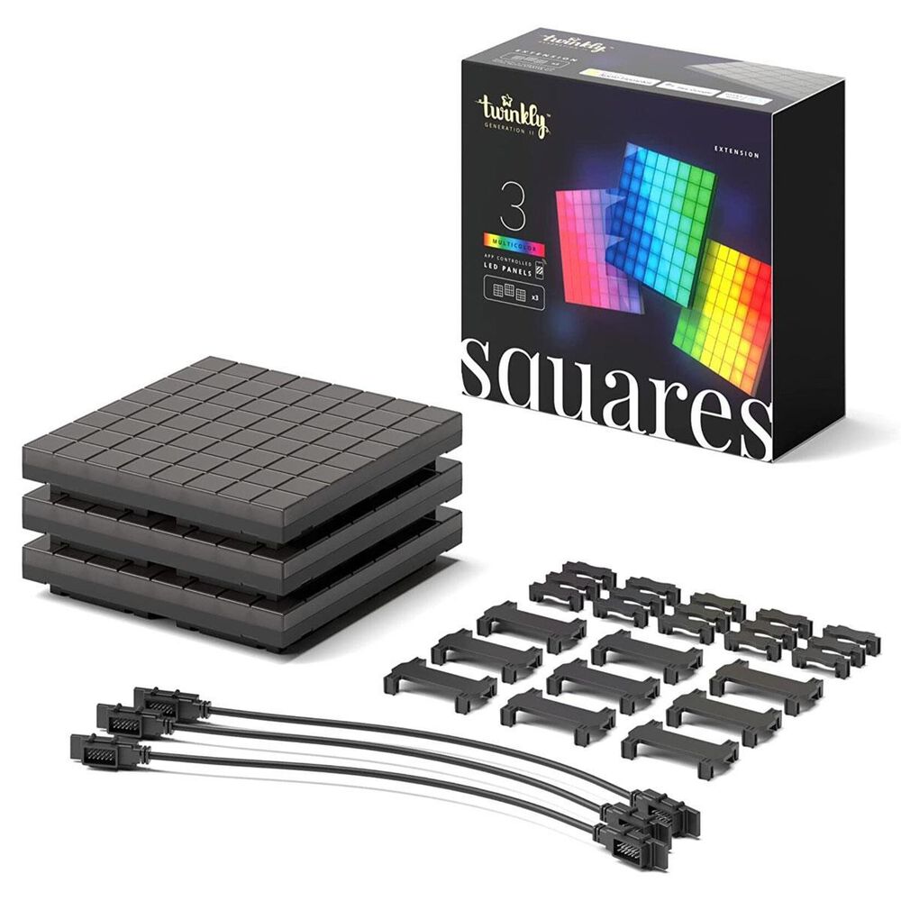 Twinkly 3 Square Blocks extension, 64 RGB Pixels, 8x8 in., Black, IP20, , large