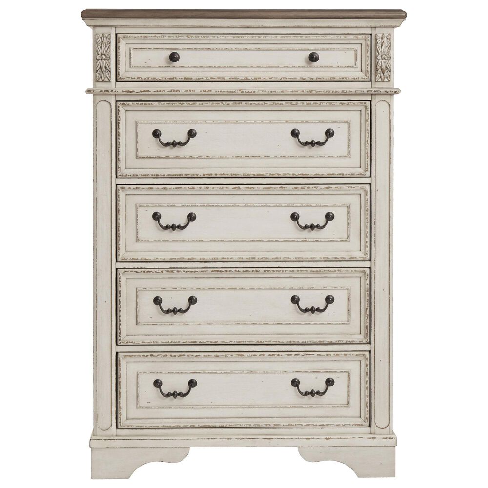Ashley Realyn 5-Piece King Bedroom Set in Chipped White and Distressed, , large