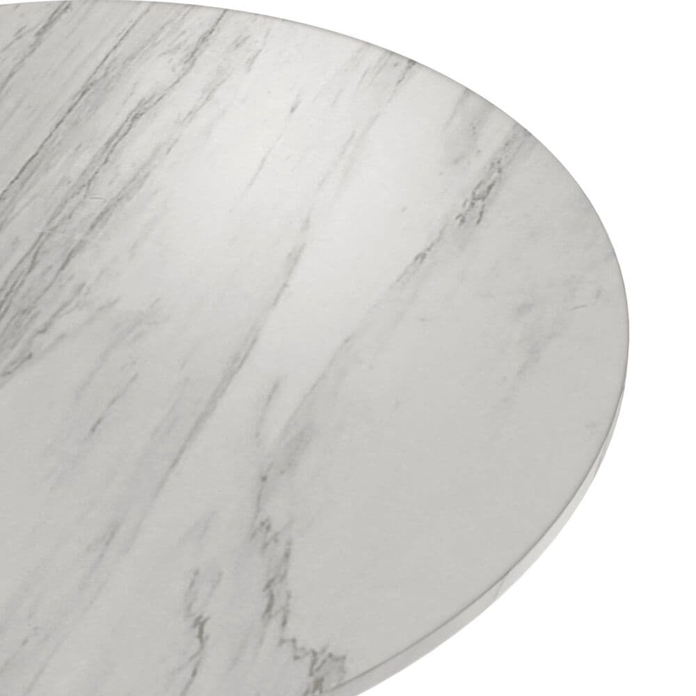 Leisuremod LeisureMod Verve Collection 27 Round Dining Table, Brushed Gold Base with Sintered Stone White Top, , large
