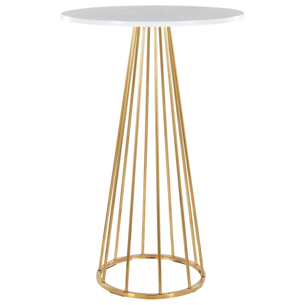 LumiSource Canary Bar Table in Gold Metal and White Wood, , large