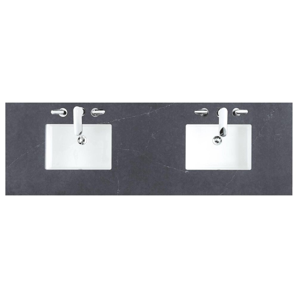 James Martin Vanities Brookfield 72&quot; Double Bathroom Vanity in Antique Black with 3 cm Charcoal Soapstone Quartz Top and Rectangle Sink, , large
