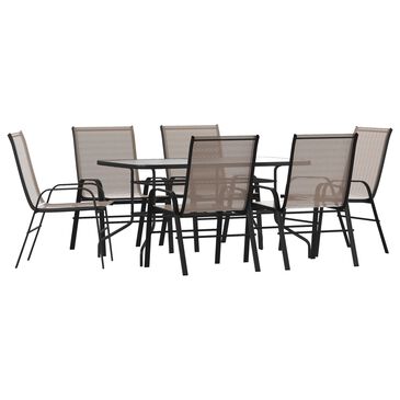 Flash Furniture Brazos 7-Piece Patio Dining Set in Brown, , large