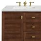 James Martin Vanities Amberly 60" Double Bathroom Vanity in Walnut with 3 cm Arctic Fall Solid Surface Top and Rectangular Sinks, , large