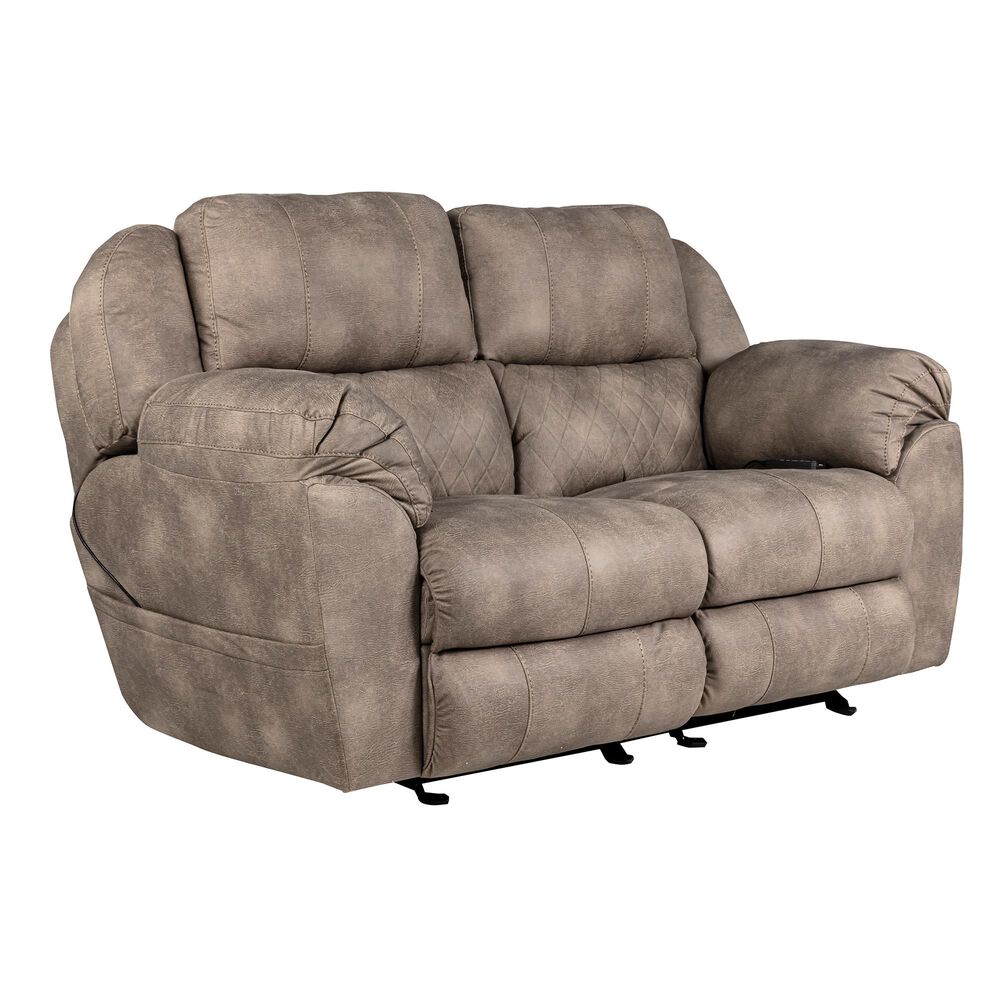 Catnapper Flynn Power Rocker Recliner Loveseat with Headrest and Lumbar in Fig, , large