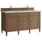 James Martin Brittany 60" Double Bathroom Vanity in Pecan with 3 cm Lime Delight Silestone Top and Rectangular Sinks, , large