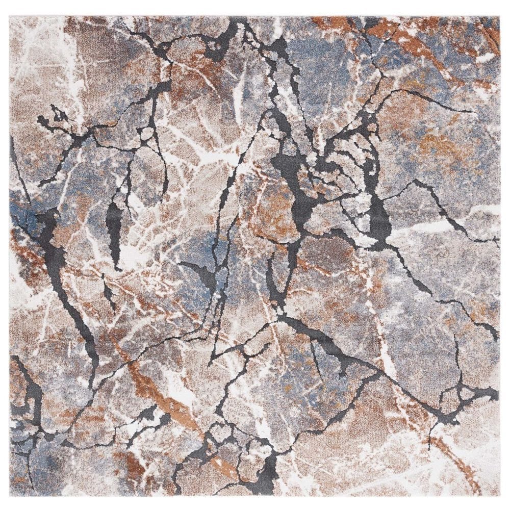Safavieh Cyrus Shag CYR140F CYRUS SHAG 6"7" Square Grey and Rust Area Rug, , large