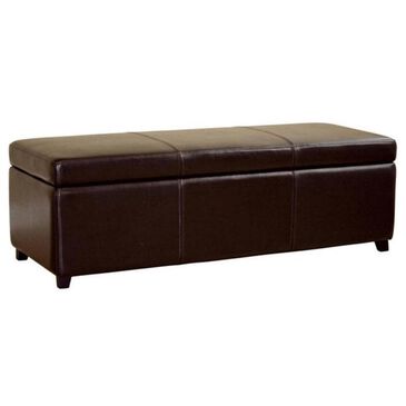 Baxton Studio Baxton Studio Full Leather Storage Bench Ottoman with Stitching in Dark Brown, , large