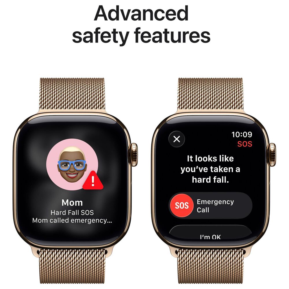 Apple Watch Series 11 (GPS+Cellular) 42mm Titanium Case with Milanese Loop in Gold and 2-Year AppleCare+, , large