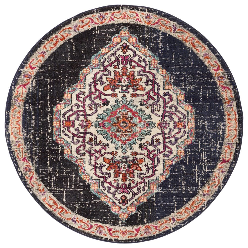 Safavieh Monaco MNC254Z 5" Round Black and Blue Area Rug, , large