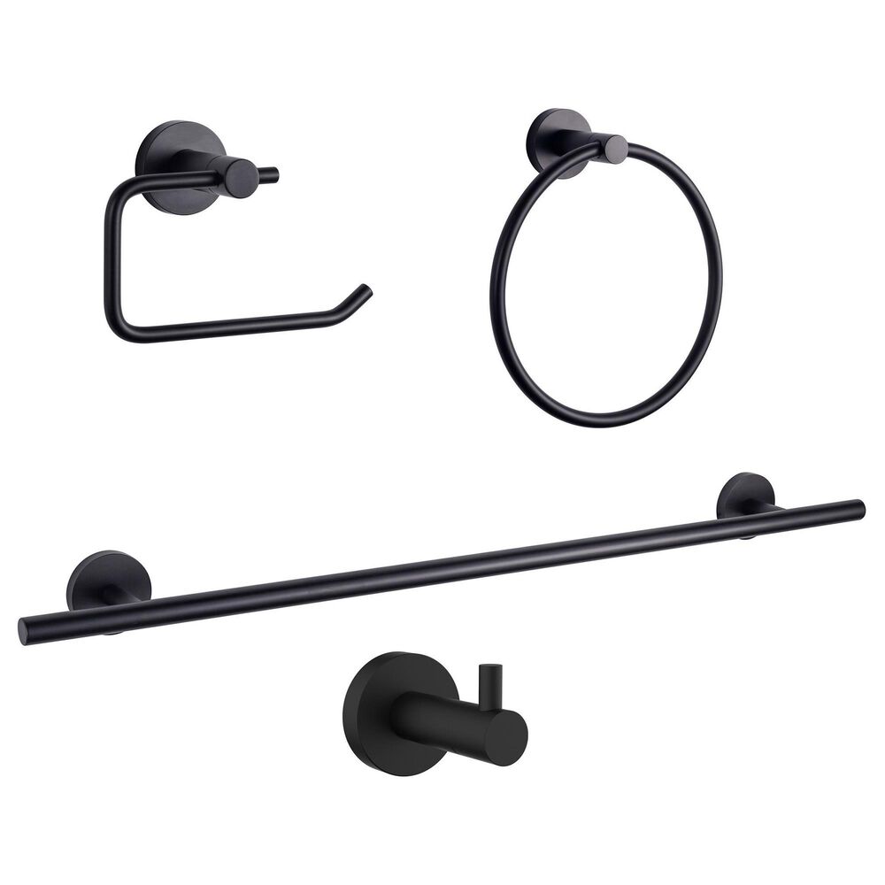 Lexora Home Bagno Nera 4-Piece Bathroom Accessory Set in Matte Black, , large