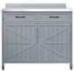 HOMLUX 39" Outdoor Kitchen Island with Stainless Table Top in Grey Blue, , large