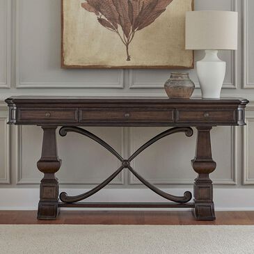 Belle Furnishings Provence Park 3-Drawer Sofa Table in Chateau Brown, , large