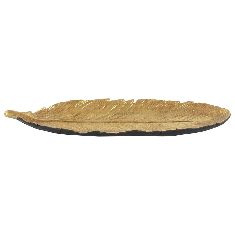 Maple and Jade Bird Feather Bowl in Satin Gold, , large