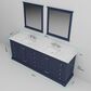 Lexora Home Dukes 84" Double Bathroom Vanity in Navy Blue with 2 cm White Cultured Marble Top and Rectangular Sinks, , large