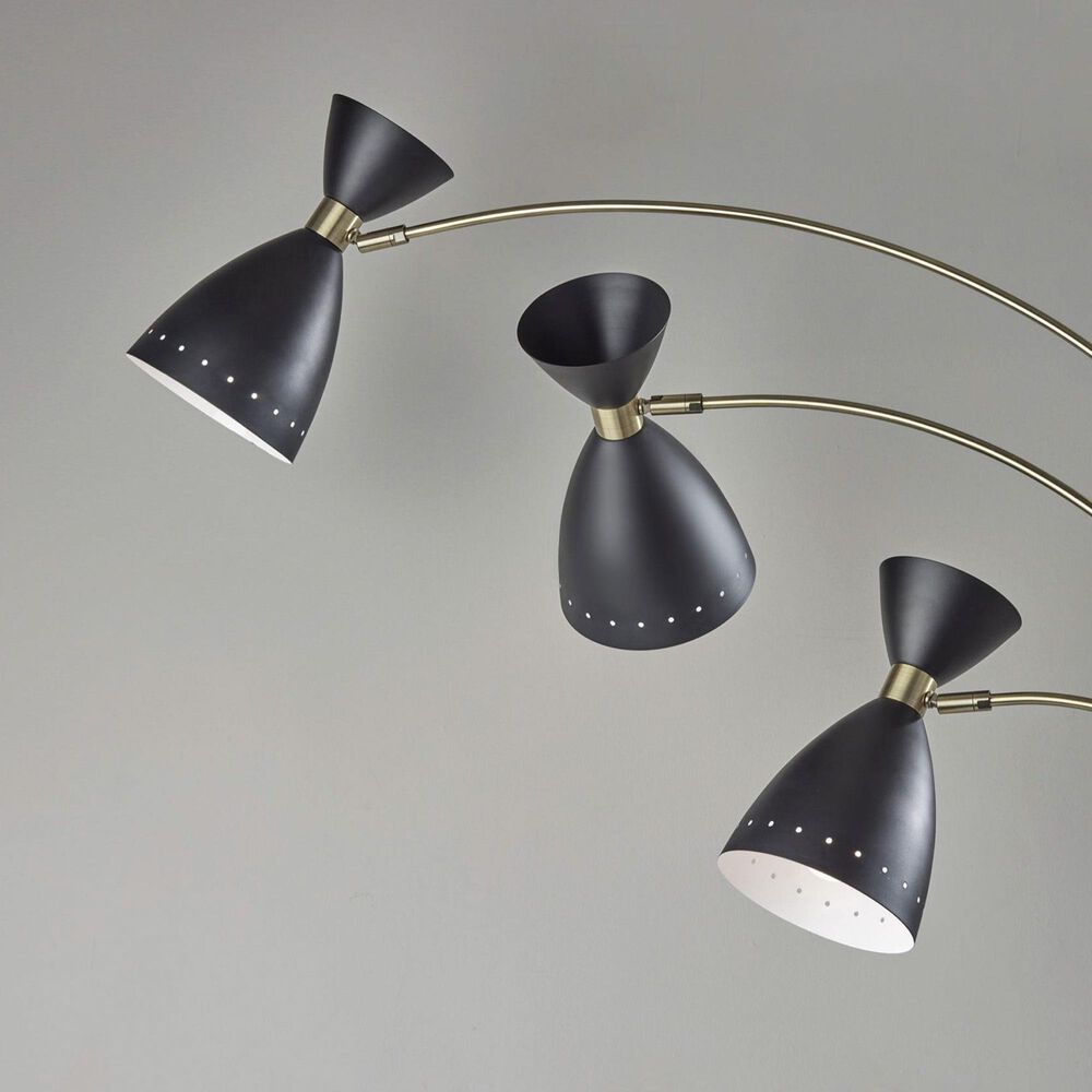Adesso Oscar 3-Arm Arc Lamp in Black and Antique Brass, , large