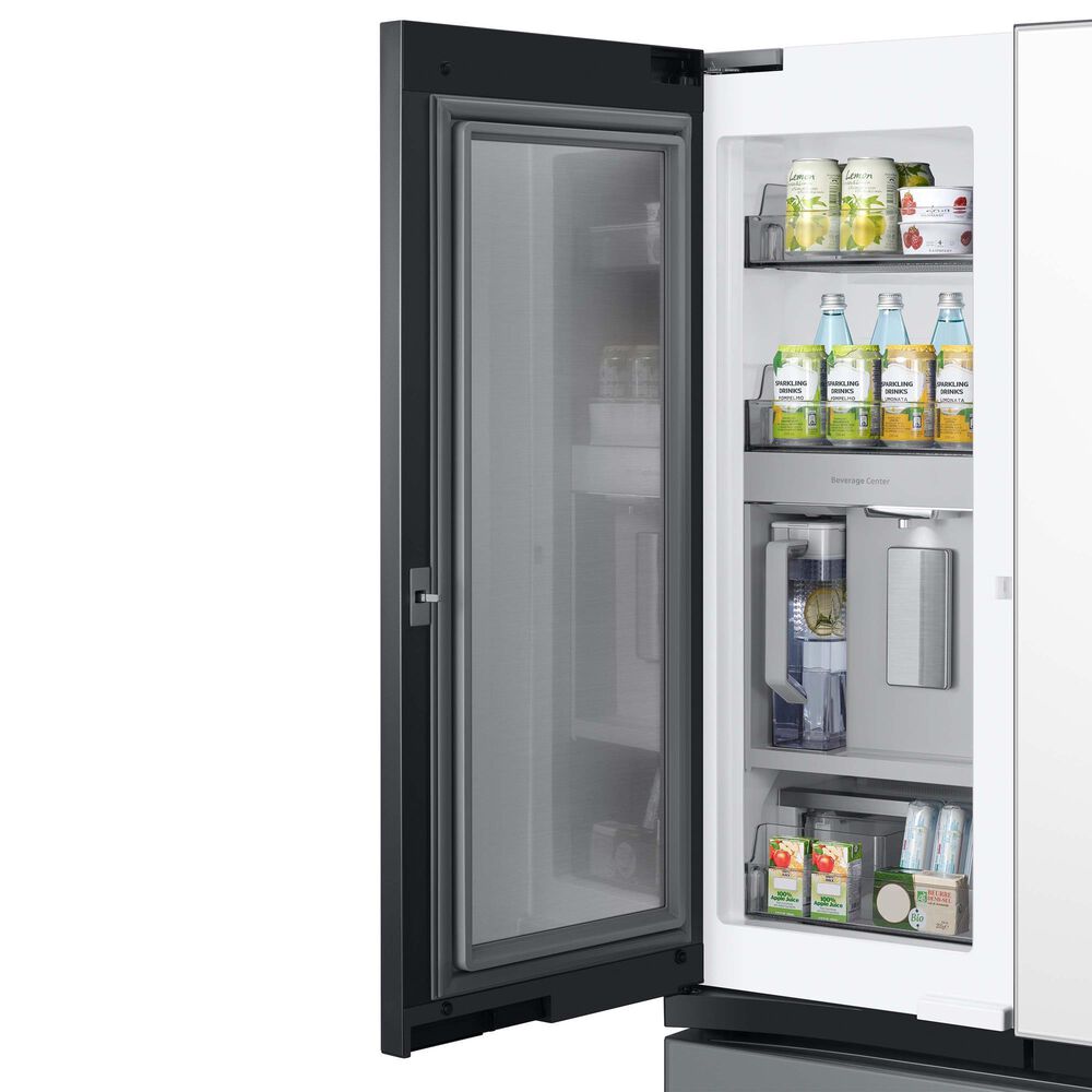 Samsung Bespoke Bespoke 24 Cu. Ft. French Door Refrigerator with Beverage Center - White Glass Top Panels and Grey Glass Bottom Door Panel Included, , large