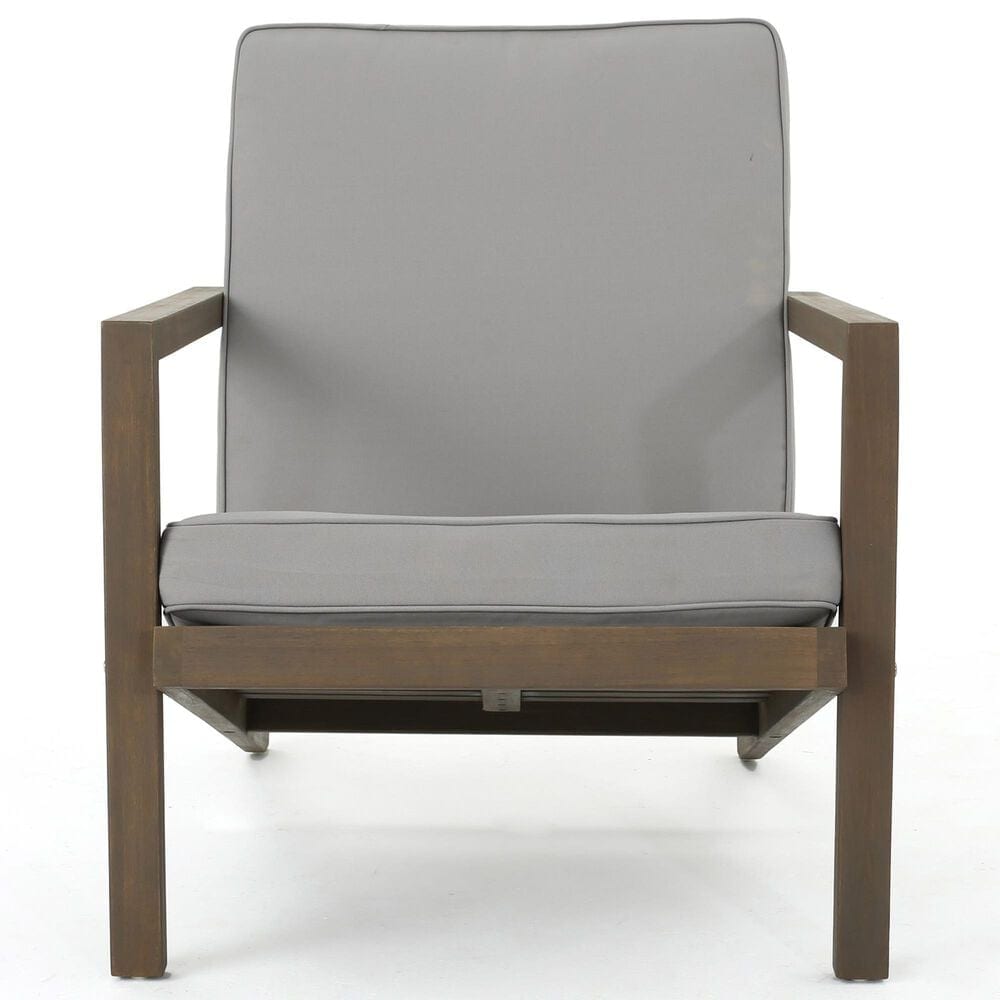 Hearth and Haven Leah 3-Piece Patio Chat Set with Gray Cushion in Brown, , large