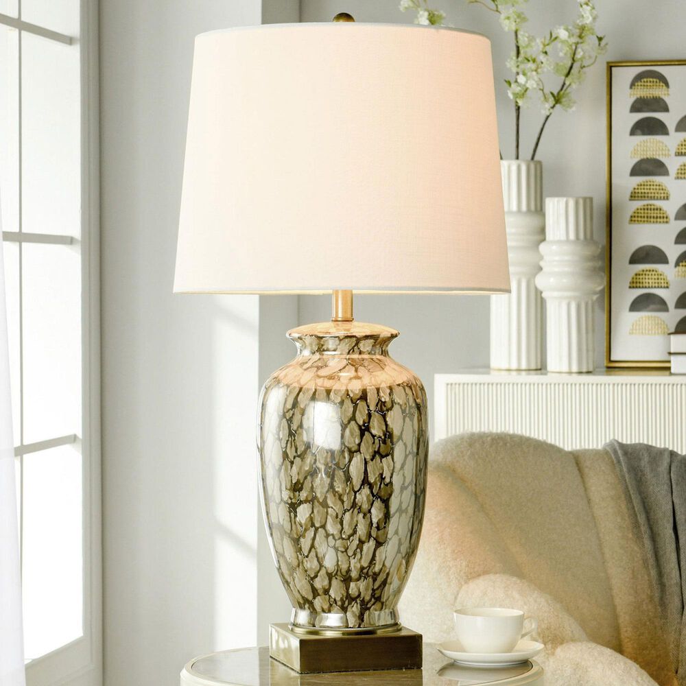 Flair Industries 31.5&quot; Reactive Glaze Table Lamp in Speckled Brown, , large