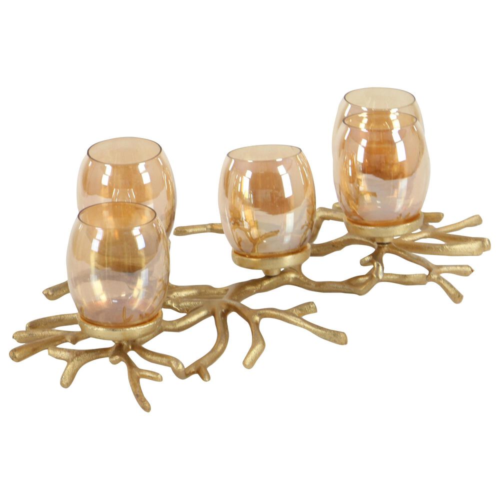 Maple and Jade 19&quot; x 6&quot; Hurricane Lamp in Gold, , large