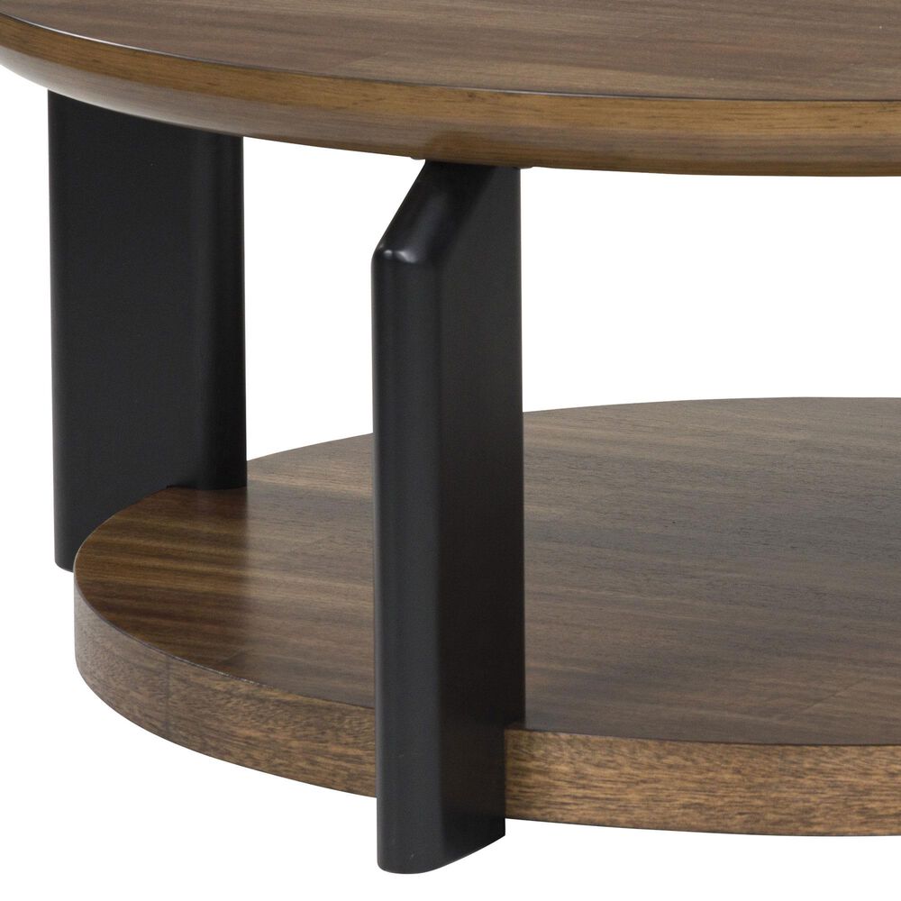 Ashley Kraeburn Round Cocktail Table in Brown and Black, , large