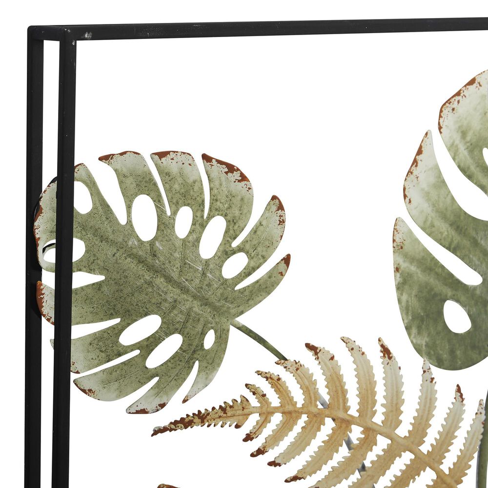 Maple and Jade 30&quot; x 30&quot; Tall Cut-Out Leaf Wall Decor with Intricate Laser Cut Designs in Black and Green, , large