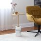 Lumisource Symbol Side Table in White Marble and Gold, , large