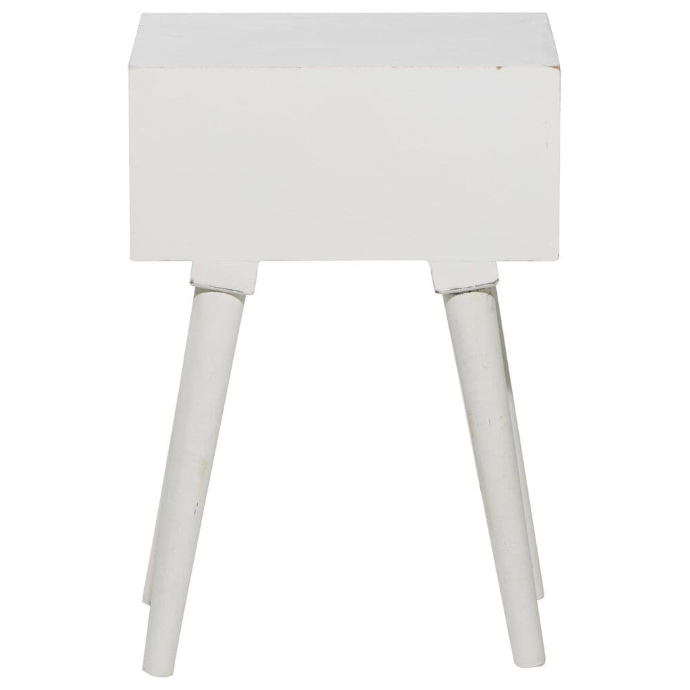 Maple and Jade Intricately Carved Single Drawer Scroll Accent End Table in Distressed White, , large