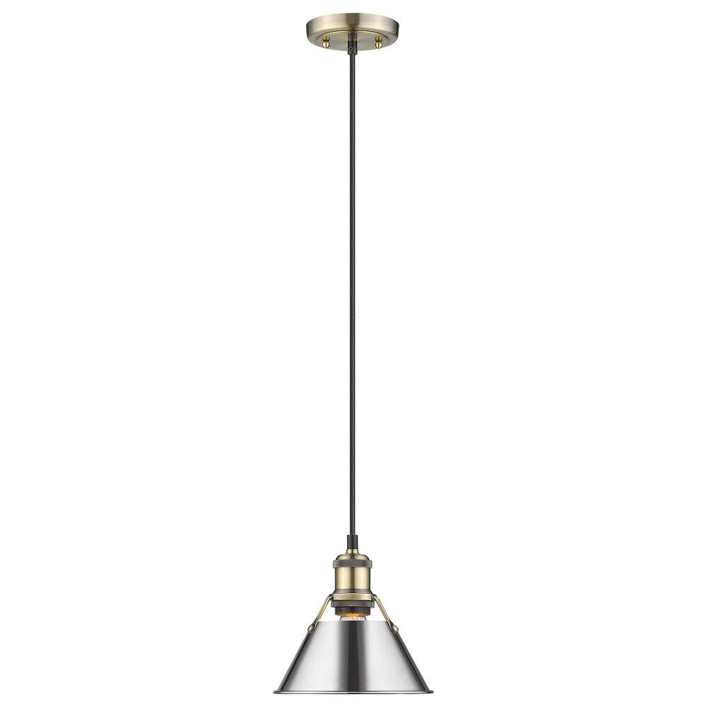 Golden Lighting Orwell 1-Light Small Pendant with Chrome Shade in Aged Brass, , large