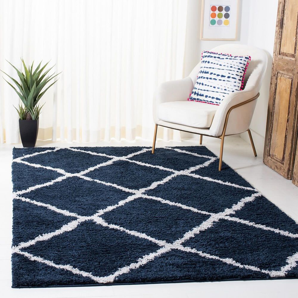Safavieh August Shag 4&#39;5&quot; x 6&#39;5&quot; Navy and Ivory Area Rug, , large