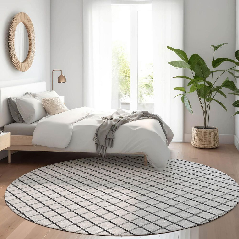 Dalyn Rug Company York 4&#39; Round Gray Indoor/Outdoor Area Rug, , large