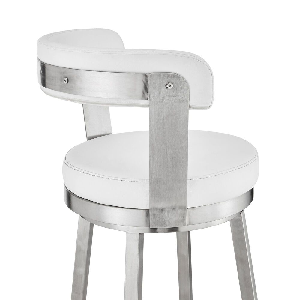 Blue River Bryant 30&quot; Swivel Barstool with White Cushion in Stainless Steel, , large