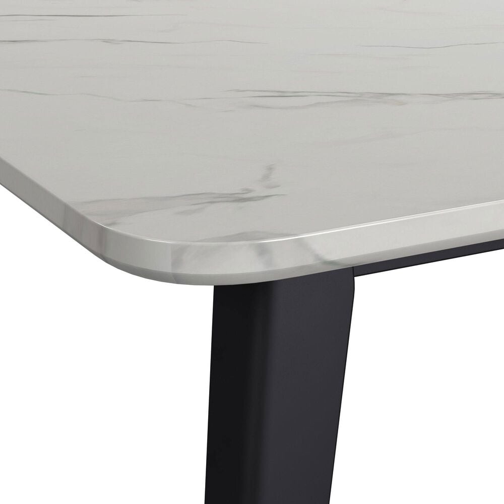 Mayberry Hill Marlene Dining Table with Faux Marble Top in White and Black - Table Only, , large