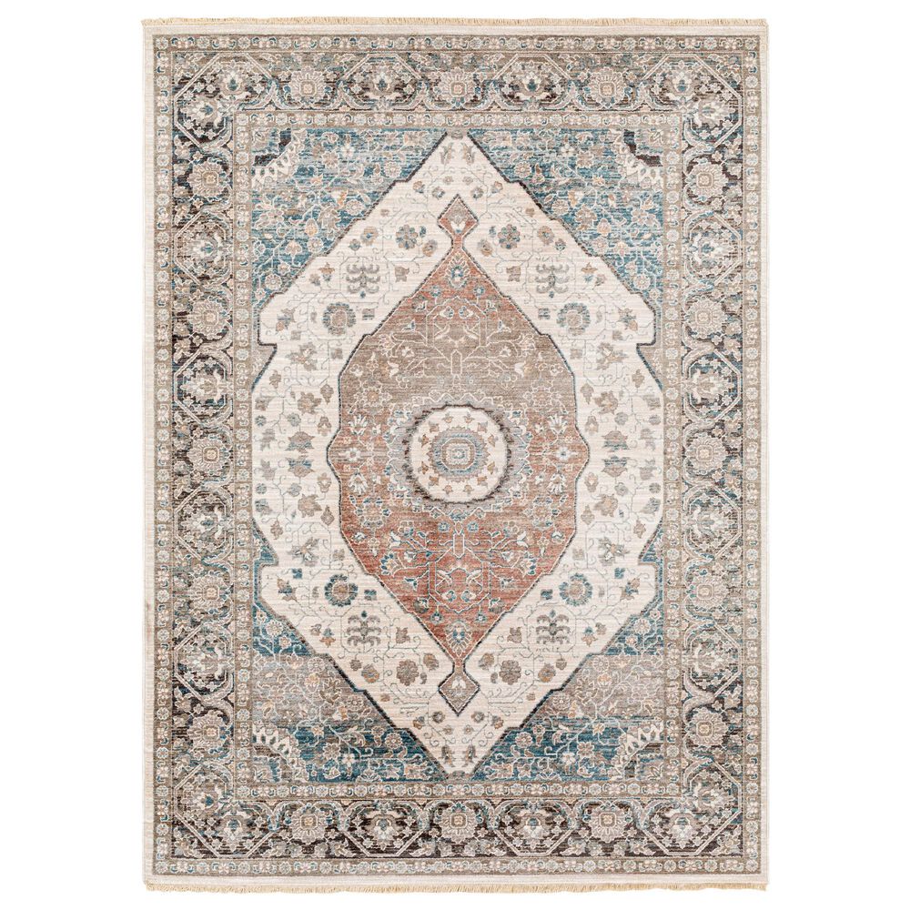 Surya Carlisle Oriental 2" x 2"11" Light Sage, Pale Blue, Dusty Pink, Cream, Light Gray and Medium Brown Area Rug, , large