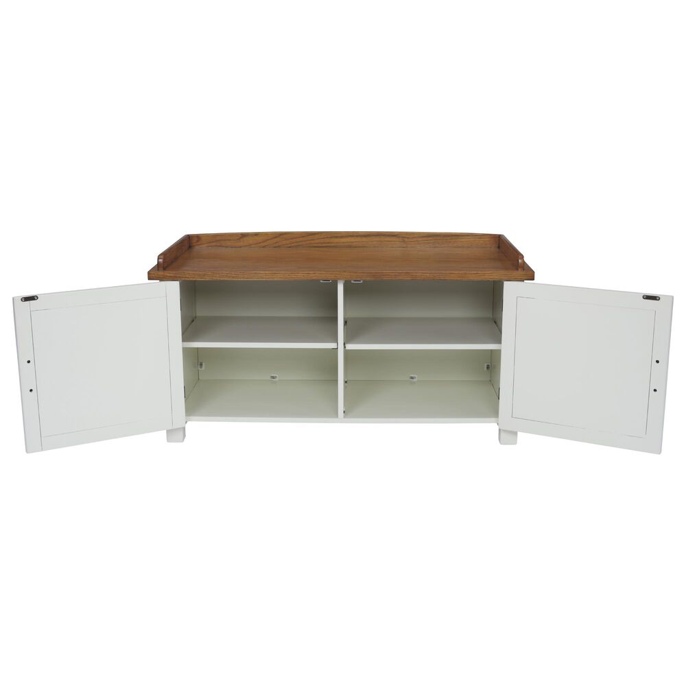 Homestyles Portsmouth 2 Door 4 Shelves Storage Bench in White, , large