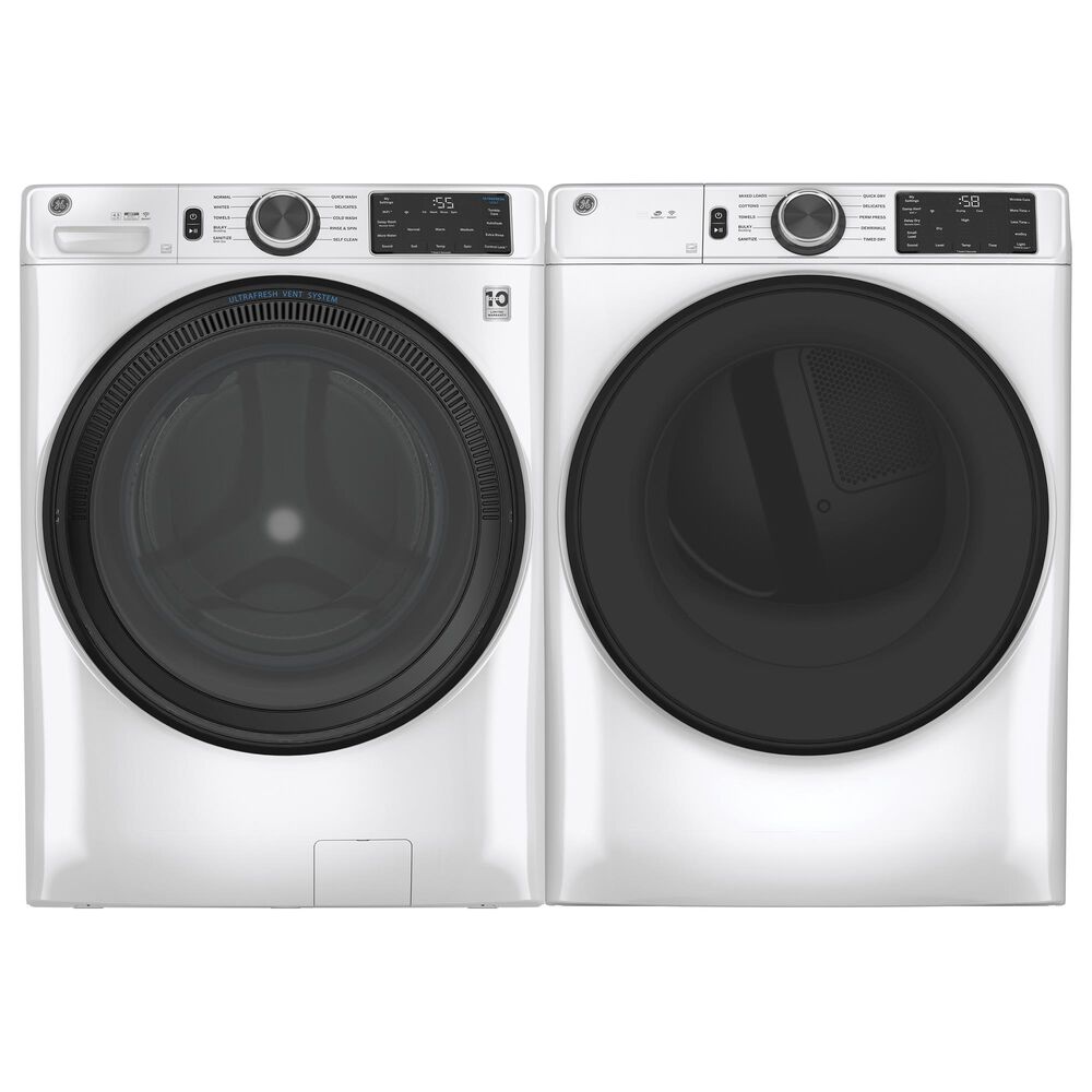 GE Appliances 4.8 Cu. Ft. Front Load Washer and 7.8 Cu. Ft. Electric Dryer Laundry Pair in White, , large
