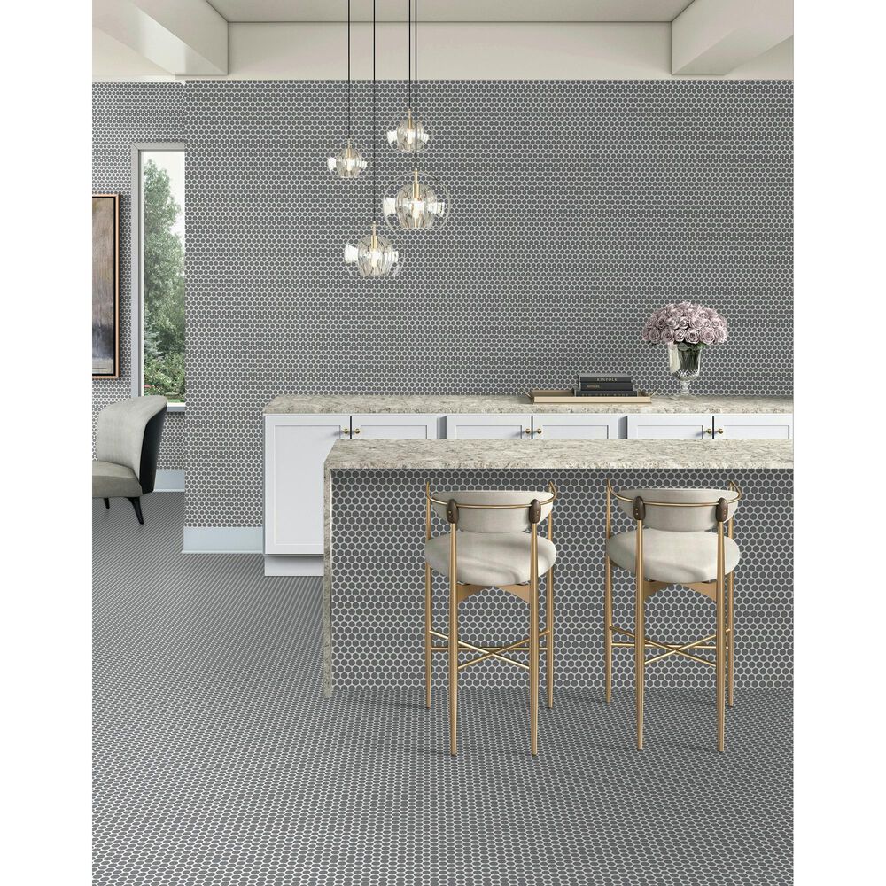 Dal-Tile Color Wheel Matte Suede Gray 13&quot; x 11&quot; Ceramic Mosaic Sheet, , large