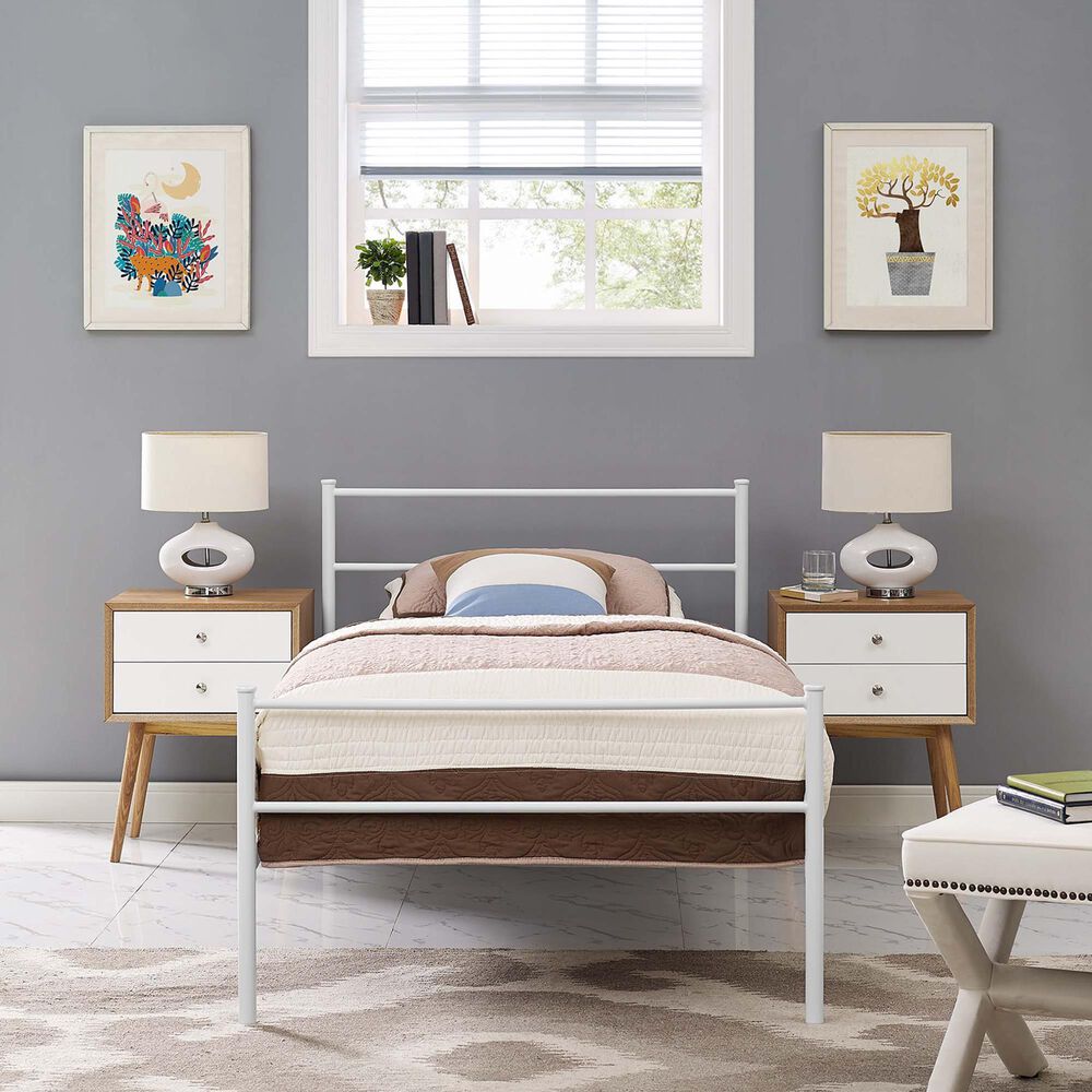 Modway Alina Twin Platform Bed Frame in White, , large