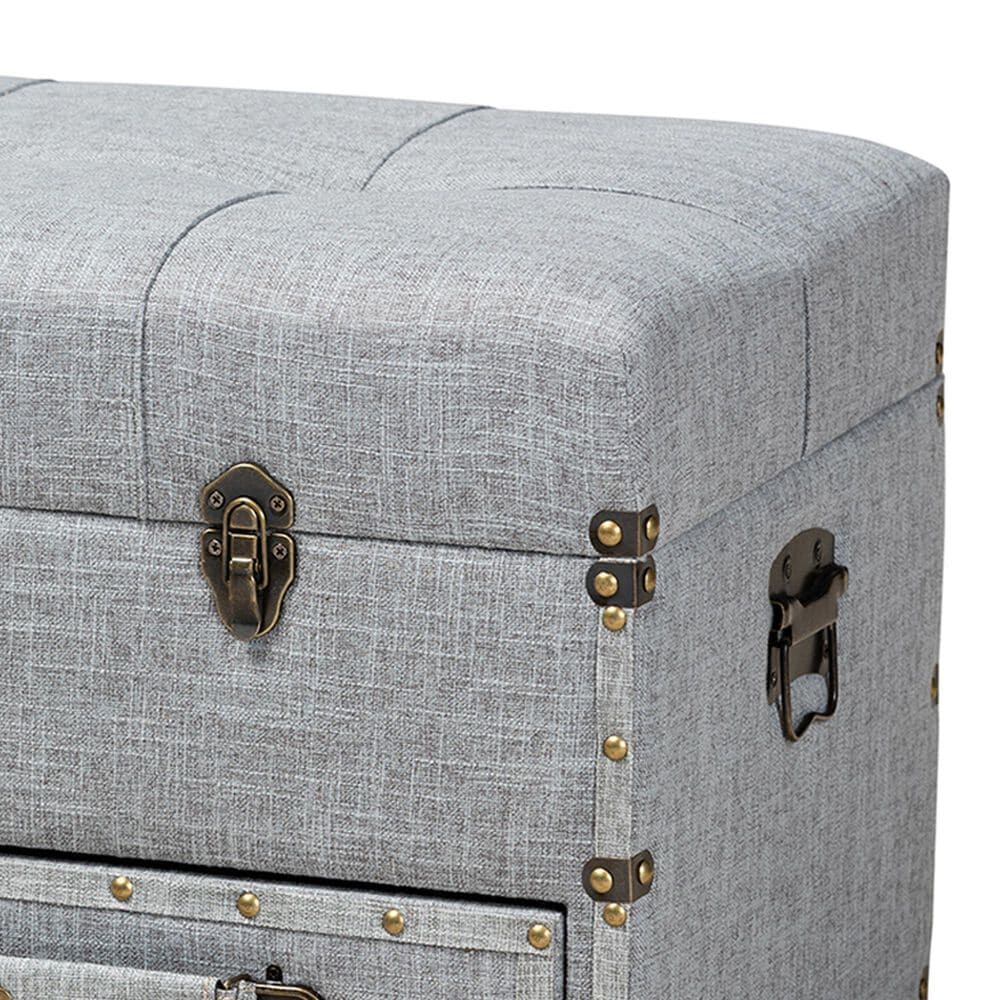Baxton Studio Flynn 2-Drawer Storage Trunk Ottoman in Grey, , large