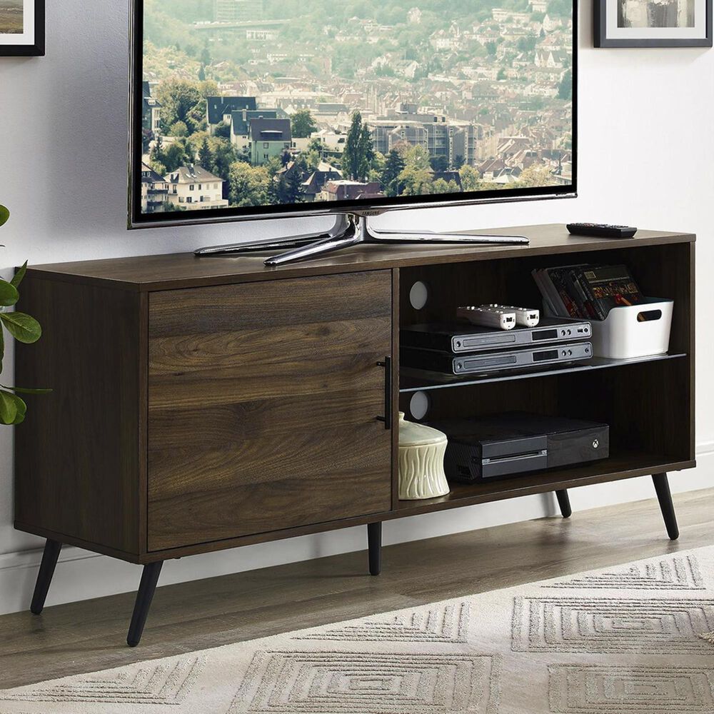 Walker Edison Nora 52" TV Stand in Dark Walnut, , large