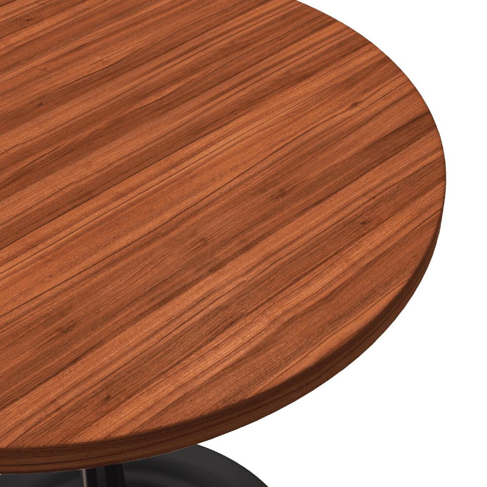 Leisuremod LeisureMod Verve Collection 27 Round Dining Table, Black Base with Cognac Brown MDF Top, , large