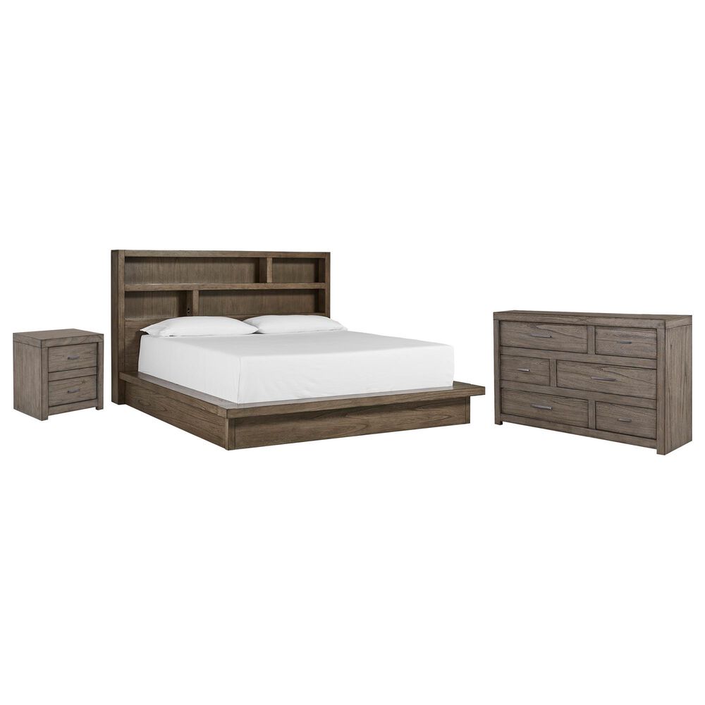 Riva Ridge Modern Loft California King Platform Bed with Dresser and Nightstand in Greystone, , large